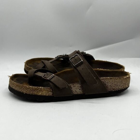 Birkenstock Sandals Womens 39/8 Mocha Mayari Toe Loop Strappy Slip On Flat - Picture 4 of 13